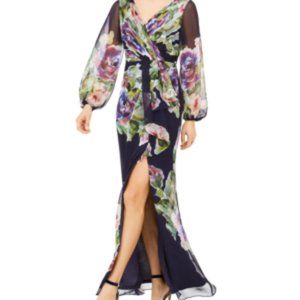 Adrianna Papell Floral Maxi Dress - Black, Purple, Green